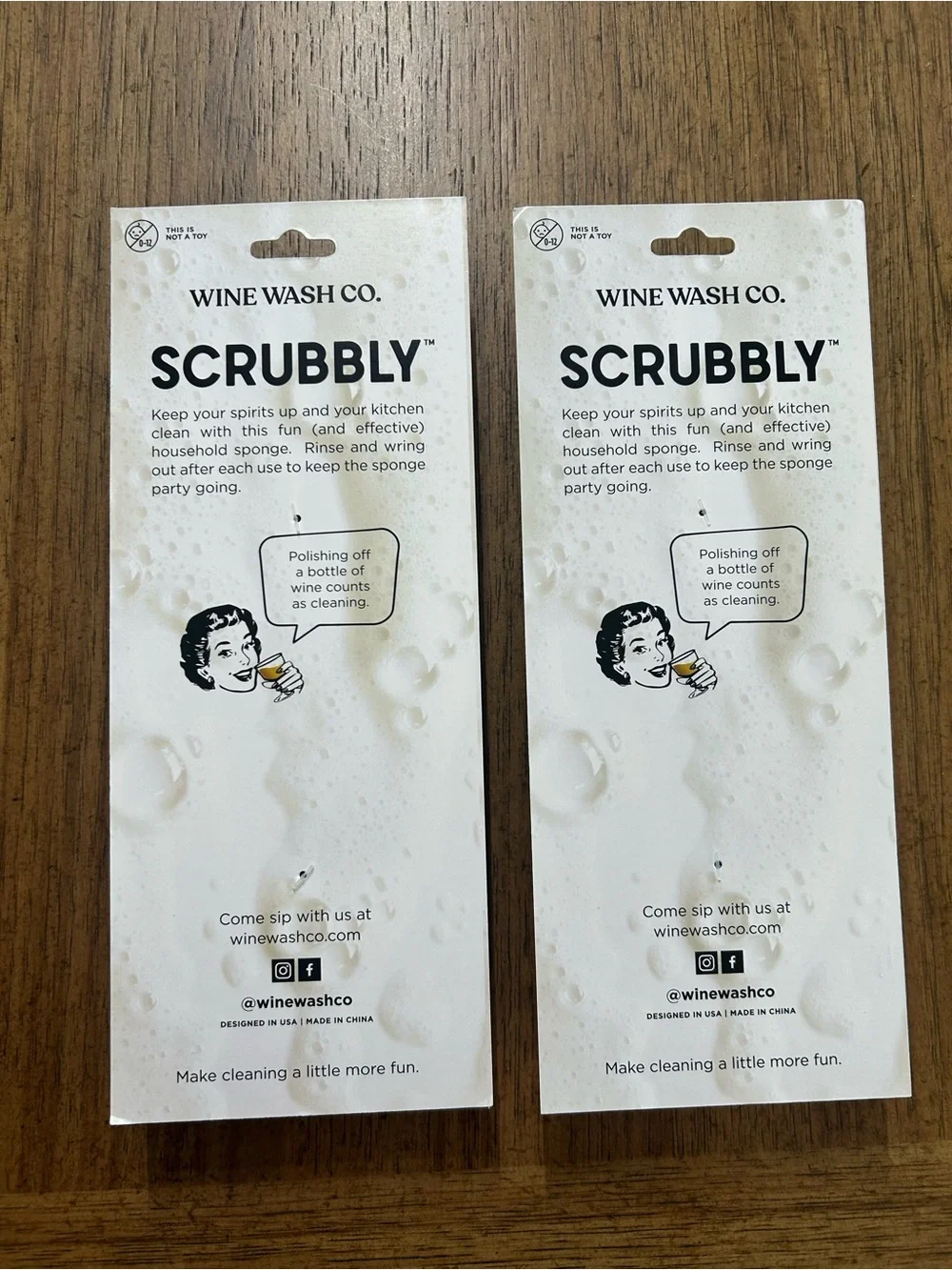 🆕 “Dreaming of a white Christmas” Scrubbly Wine Wash Kitchen Sponge 🍷 🧽 set of 2